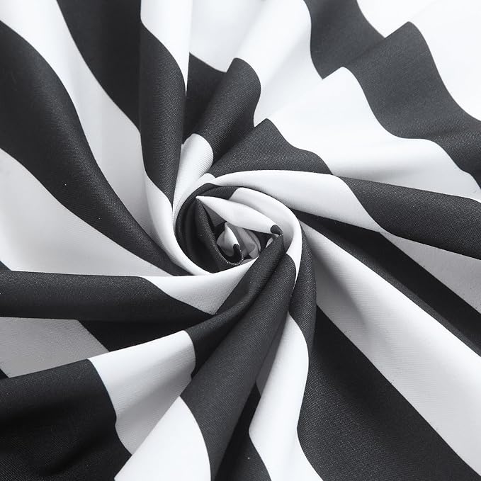 Black Shower Curtain 78 Inches Long, Modern Black and White Stripe Waterproof Polyester Shower Curtains for Bathroom, 72x78 Inches