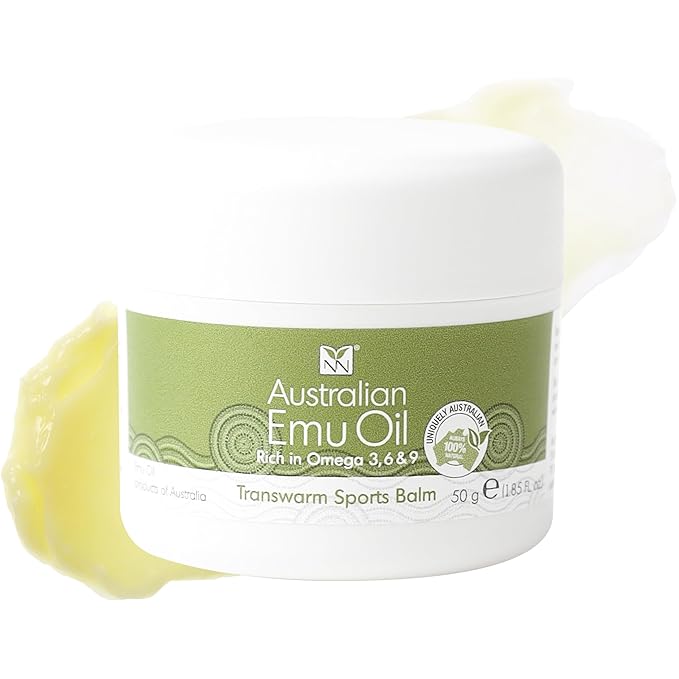 Y Not Natural Transwarm Sports Balm with Pure Emu Oil, Vitamins A, D, E, F & K2, Omega 3 6 9, & Tea Tree Oil Essential Oils - 50g Rub for Joint, Back, Muscle Stiffness & Soothing Itch Relief