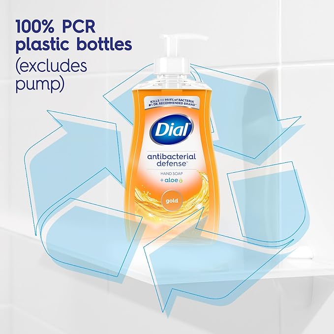 Dial Antibacterial Defense Liquid Hand Soap + Aloe, Gold Scent, 52 Fl Oz Hand Soap Refill (3 Count), Dermatologist-Tested, Gentle Formula