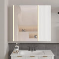 Lighted Bathroom Medicine Cabinet with Mirror，30 x 28 Inch Wall-Mounted Bathroom Wall Cabinet with Storage, LED Lights, Adjustable Shelves,White