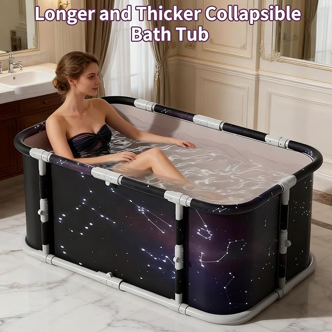 Portable Foldable Ice Bath Tub, Large Portable Soaking Bath Tub for Home Outdoors Gyms (Starry Sky)