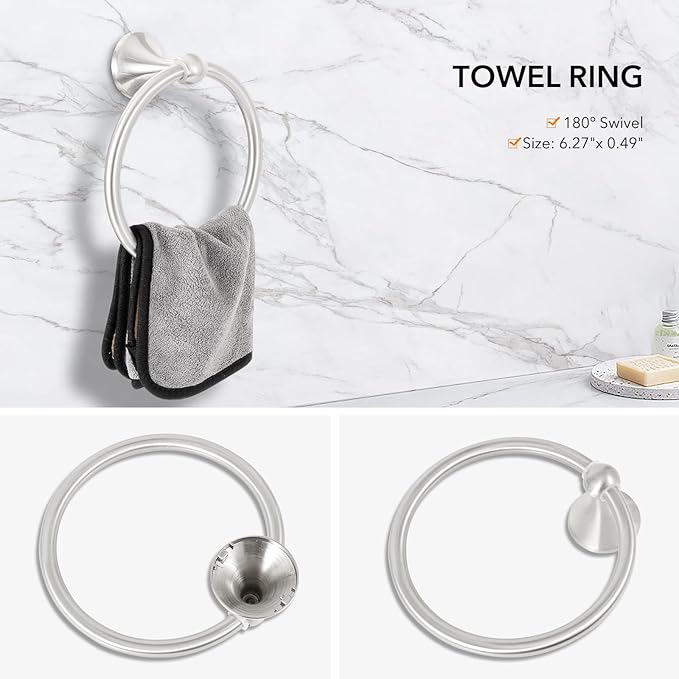 4 Piece Bathroom Hand Towel Holder Set, Adjustable Towel Racks for Bathroom Wall Mounted, Stainless Steel Brushed Nickel Towels Bar, 24 Inch Bath Room Accessories Set
