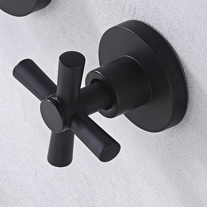 SUMERAIN Wall Mount Tub Filler Matte Black Bathtub Faucet High Flow Two Cross Handles with Rough in Valve, Extra Long Spout