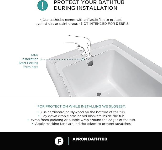 Fine Fixtures Acrylic, Fiberglass Alcove Soaking Bathtub with Integral Apron Front - Drain Included (54" x 30", Left Hand, White)