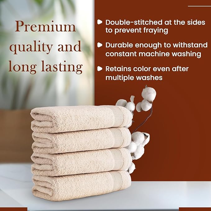 HALLEY Turkish Cotton Towels (Pack of 4) Bath Towels Super Soft Highly Absorbent 100% Cotton Towels for Bathroom and Kitchen for Mother’s Day (Ivory White)