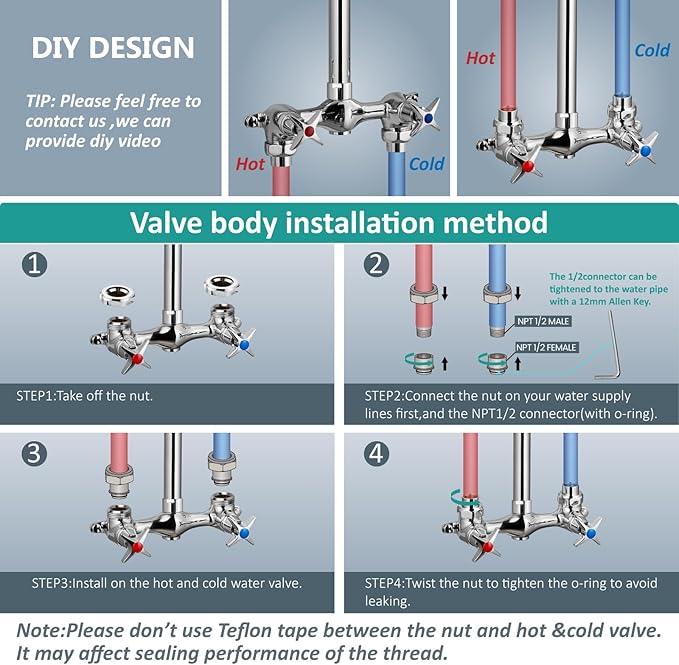 Aolemi Outdoor Shower Kit,Outdoor Shower Fixtures Faucet System with Brass Showerhead,Double Handle Exposed Shower with Brass Mix Valve,6 Inch Center with Soap Dish,Pipe Upward,Polish Chrome