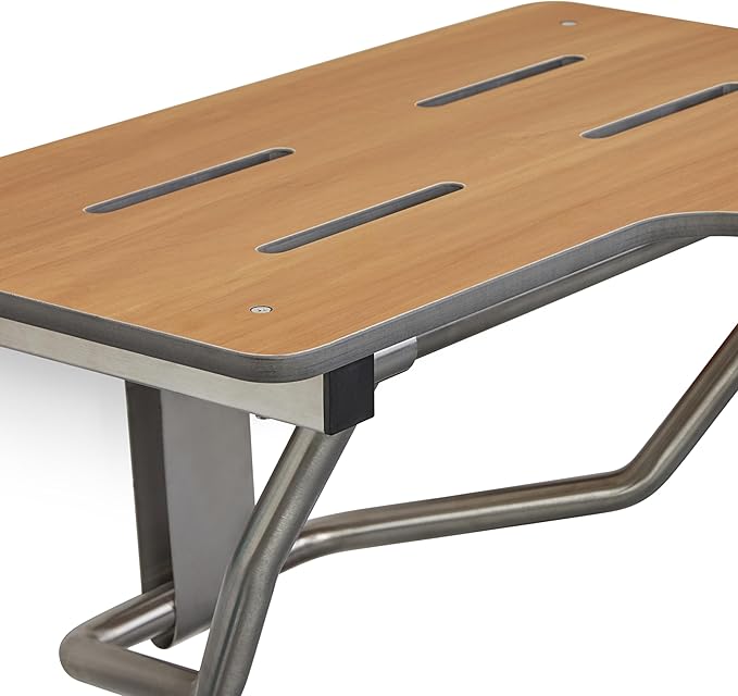 Seachrome 32" x 22.5” Teak Reversible Folding Transfer Tub/Shower Seat, ADA Compliant