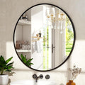 20 Inch Round Mirror - Circle Mirrors for Bathroom, Entryway and Living Room Wall Decor, Modern Hanging Vanity Mirror, Matte Black Circle Decorative Wall Mirror