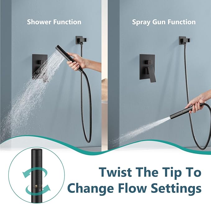 Aolemi Shower Faucet Set, High Pressure Shower System with 2-in-1 Handheld Sprayer, Wall Mount Fixture Combo with Rough-in Valve, 12 Inch Shower Head, Oil Rubbed Bronze