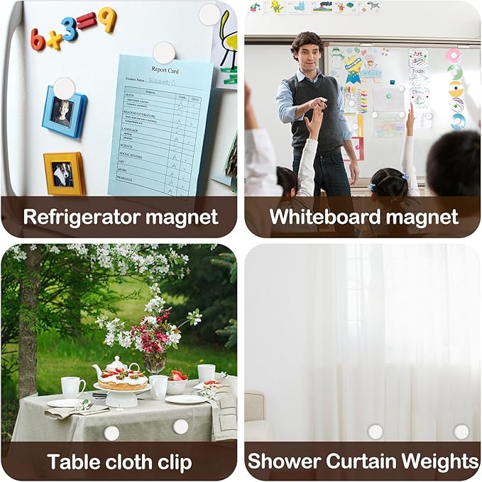 16 Pack Shower Curtain Weights, Rubber Covered Magnetic Curtain Weights, Shower Magnets for Curtain Liner Prevent from Blowing Around, Work for Drapery, Flag, Tablecloth (8 Pairs)