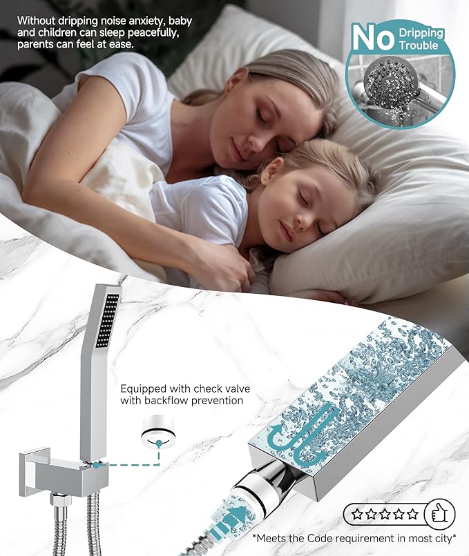 SR SUN RISE Shower System Bathroom 10 Inch Rainfall Shower Head & Handle Set Wall Mounted Rain Shower Faucet Set Polished Chrome