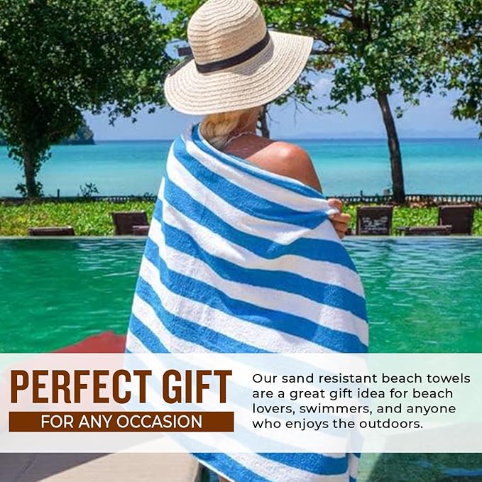 Personalized Passion Beach Towels for Adults - Custom Pool Towels with Name - Highly Absorbent Cotton - Striped Design for Women & Men - Large 70x30 Bath Sheet for Hotel, Swim & Camping - Blue