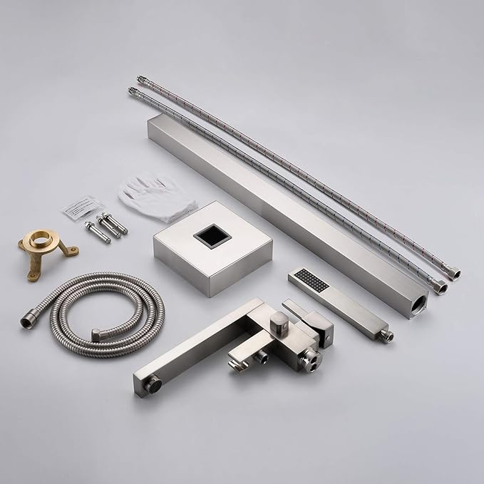 Freestanding Bathtub Faucet Tub Filler Brushed Nickel Floor Mount Bathroom Faucets Brass Single Handle with Hand Shower