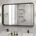VooBang Bathroom Mirror 24x36 inch, Black Gorgeous Deep Frame Wall Mirror, Modern Round Corner Bathroom Vanity Mirror for Bedroom, Living Room, Hanging or Leaning Horizontal or Vertical, Black