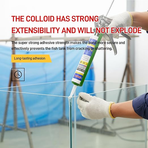 VGS067Aquarium Safe Silicone Sealant - 100% Waterproof Fish Tank Glue, Clear Structural Adhesive for Glass Building & Repair, High Strength Acidic Cure, (10.15 fl oz- Caulking Gun Required)