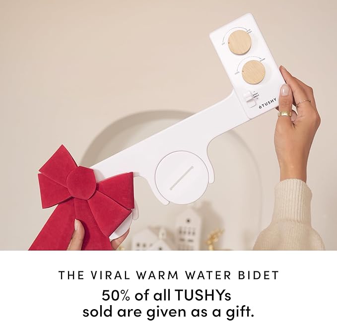 TUSHY Spa Warm Water Bidet Attachment for Toilet. Universal Fit, Easy Install (Requires Sink Access for Optional Temperature Control) Self Cleaning, Adjustable Pressure, Angle Control, Platinum Knob