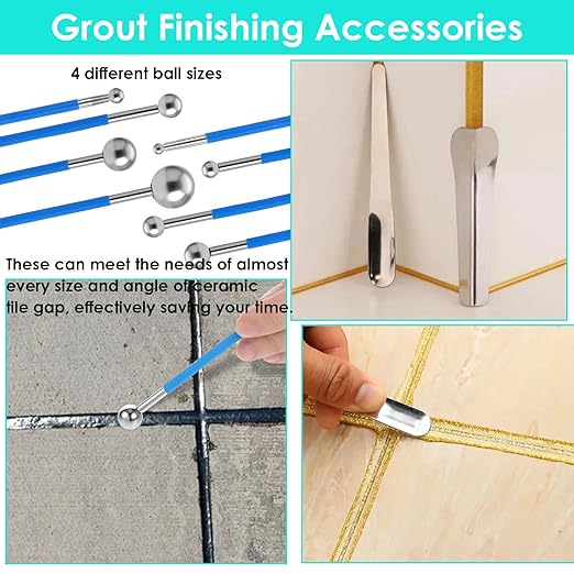 25-Piece Premium Grout Removal Tool Kit – Heavy-Duty Tile Grout Saw, Caulking Removal Tools with 13 Extra Blades & Finishing Accessories