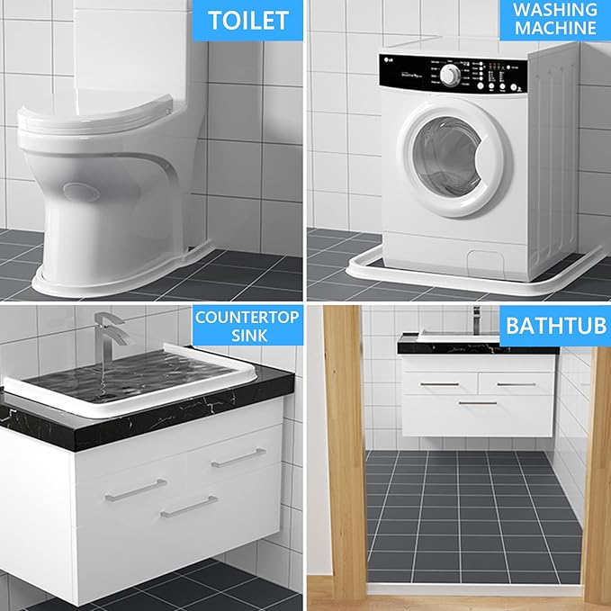 Duzzy 67 Inch Collapsible Shower Water Dam, Shower Threshold Water Stopper Barrier and Retention System and Keeps Water Inside Threshold Dry and Wet Separation, Suitable for Bathroom & Kitchen