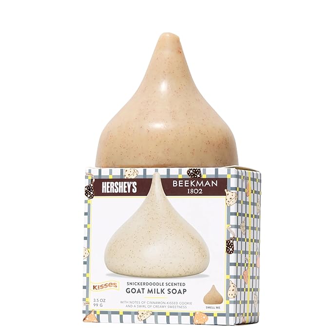 Beekman 1802 x HERSHEY'S Limited Edition KISSES Snickerdoodle Goat Milk Soap Bar (3.5oz) - Featuring a Flat Back for Ergonomic Grip