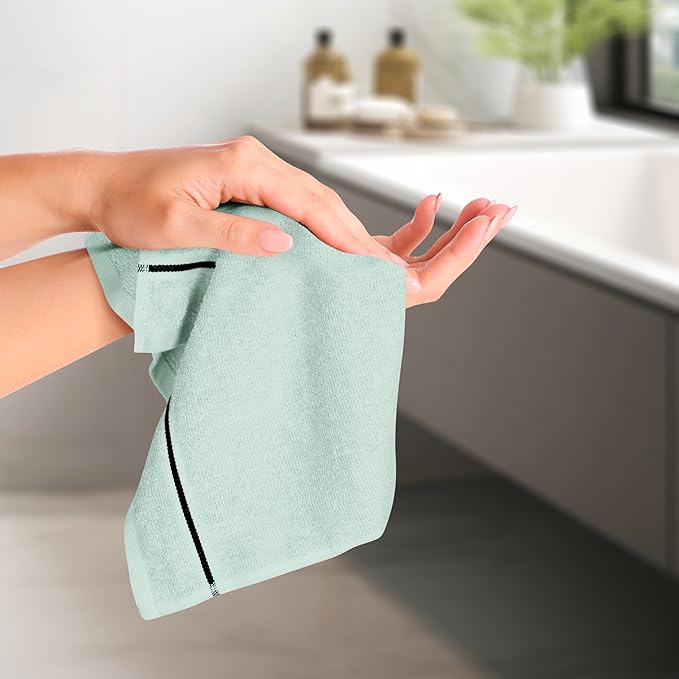 MyOwn Ultra Soft Cotton 6 -Piece Hand Towel Set 16x24 Inch, Ideal for use in Bathroom, Kitchen, Gym, Spa & General Cleaning, Compact & Lightweight Multi Purpose Hand Towels - Sea Green