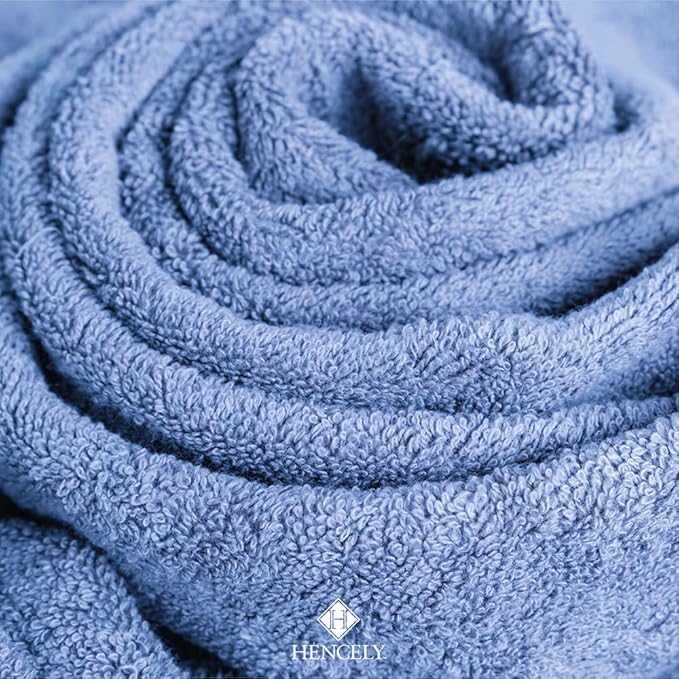 Hencely Luxury Hand Towel - Set of 2 (16x28 Inches) - Soft Turkish Cotton, Absorbent, Quick-Drying Face, Body, Kitchen, and Bathroom Towel (Hand Towels 2 Pack, Blue)