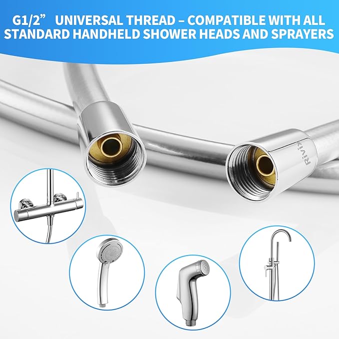 Extra Long Replacement Shower Hose Extension Handheld Shower Head Hose 90 Inches Flexible and Durable with Brass Insert and Nut