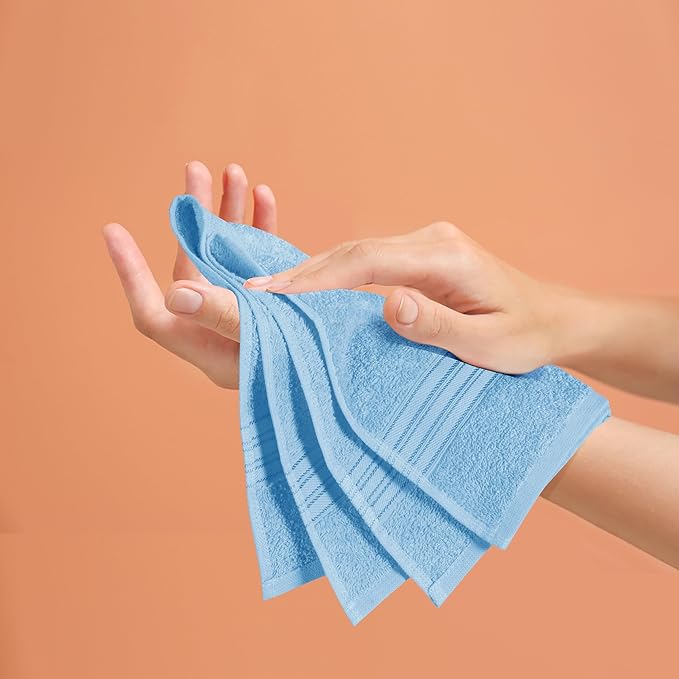 BOUTIQUO Ultra Soft Cotton 6 -Piece Hand Towel Set 16x24 Inch, Ideal for use in Bathroom, Kitchen, Gym, Spa & General Cleaning, Compact & Lightweight Multi Purpose Hand Towels - Sky Blue