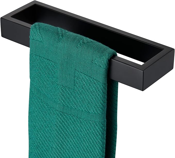 KOKOSIRI Towel Bar Matte Black Hand Towel Holder 12-Inch Kitchen Rack Stainless Steel for Bathroom Hardware Wall Mounted, 1 Pack B4008BK-L12