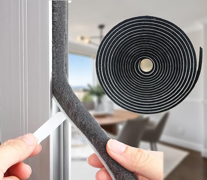 33ft Weather Stripping Brush for Sliding Windows/Doors Frame Side,Pile Self Adhesive Weatherstrip Seal Strip Sealer Draft Stoppers(33ft 0.35''Wide x 0.35''Thick, Black)