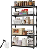 WORKPRO 5-Tier Storage Shelf, 72" H Heavy Duty Adjustable Garage Shelving Unit 2180LBS Capacity, for Basement, Kitchen, Pantry, 27.6”Wx11.8”Dx60”H, Black