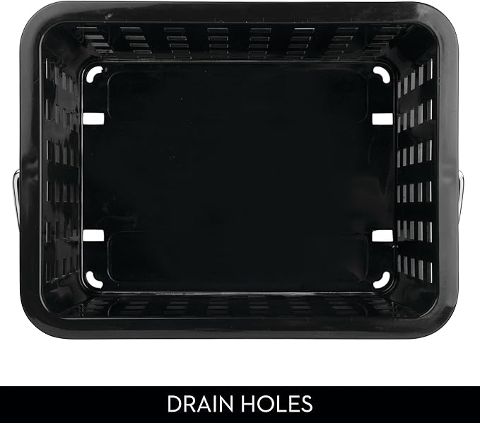 iDesign Stackable Shower Basket with Handle for Dorm or Bathroom - Set of 3 - Black - Made in USA