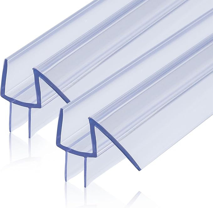 2-Pack ShowerDoor Bottom Seal 3/8" x 36" Polycarbonate Frameless Ultra Clear Shower Door Seal Strip for Glass Doors Stop Leaks and Create a Water Barrier Replacement Shower Cubicle
