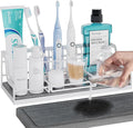Toothbrush Holders, Bathroom Organizers and Storage with Instant Drying Stone, 6 Slots Bathroom Accessories with Adjustable Toothpaste Holders, Bathroom Counter Organizer, White