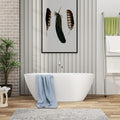 59" Acrylic Freestanding Bathtub - Mocoloo White Oval Shape Soaking Bath Tub with Stainless Drain and Overflow Assembly for Classic Modern Bathrooms