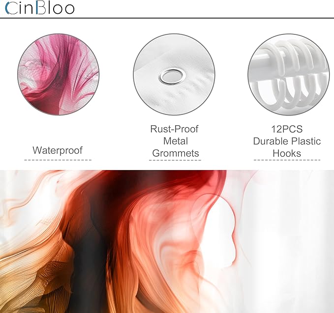 Cinbloo Colorful Multicolor Rainbow 60Wx72H Shower Curtain Abstract Modern Ombre Marble Ink Art Minimalist Bathroom Curtain Set Elegant Pretty Aesthetic Women Neutral Bath Bathroom Accessories Decor