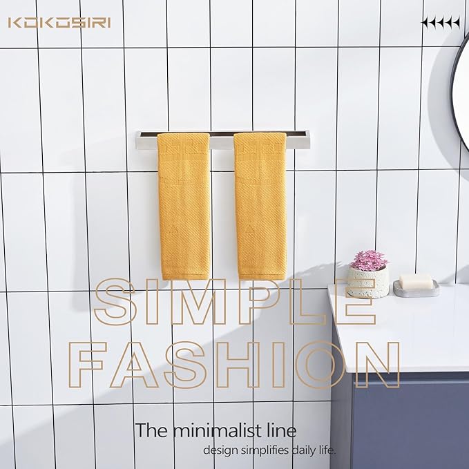 KOKOSIRI Towel Bar Brushed Nickel Bath Towel Hanger Holder 16-Inch Kitchen Rack Stainless Steel for Bathroom Hardware Wall Mount, 1 Pack B4008BR-L16