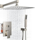 Rain Shower System 12 Inches Shower Head with Handheld Combo Set for Bathroom,High Pressure Rainfall Shower Faucet Set Wall Mounted,Rough-in Valve and Trim Kit(Brushed Nickel)