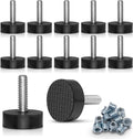 12 Pack All-Rubber 1/4"-20 UNC Leveling Feet with Inserts, Adjustable Levelers for Table Chair Stool Legs - 0.35" to 0.85" Height Range, Anti-Slip