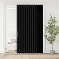 Accordian Door Curtain, 100% Blackout Folding Magnetic Doorway Curtains,Linen Style Closet Doors,for Room Divider,Privacy Protection（W72 x L78,Black,1 Panel）