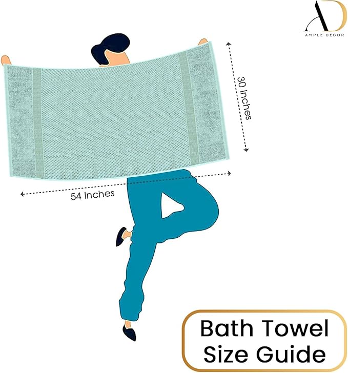 Ample Decor Bath Towels for Bathroom Set of 4 100% Cotton Popcorn Textured - Mint Green- 30 X 54 Inch