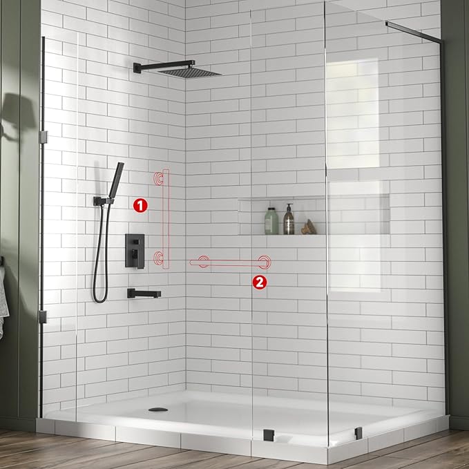 Lava Odoro Shower Grab Bar, Modern Stainless Steel Handicap Grab Bar for Bathtubs and Showers, Shower Safety Bar for Seniors Disabled, ADA-Compliant (Matte Black, 24 Inch)