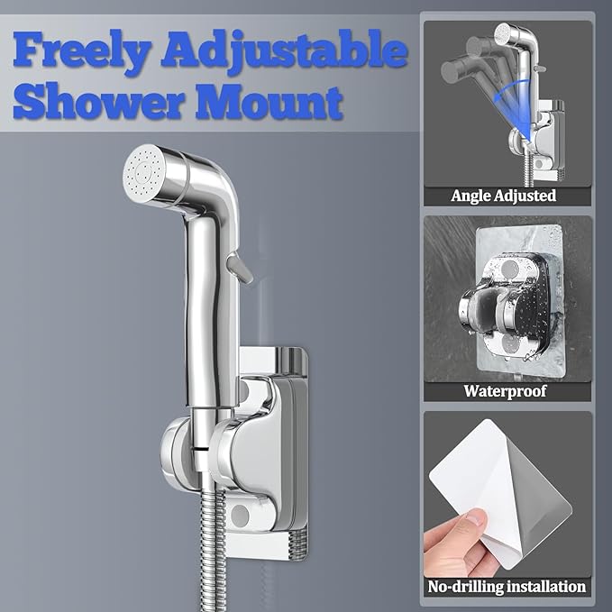Dog Shower Sprayer Attachment, YDmeet 100 Inch Dog Washing Hose for Fast and Clean Pet Showering, Multifunctional Wand with Turn Off, Brass 3 Way Diverter, No Drill Holder, Chrome