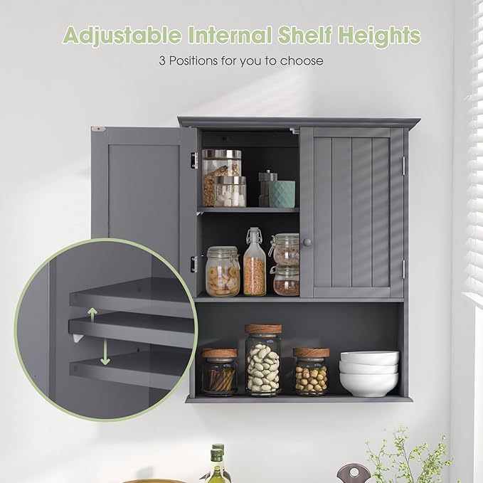 Safeplus 28" H x 23.5" W Wall Mount Medicine Cabinets with Adjustable Shelf and 2-Door for Bathroom Laundry Living Room