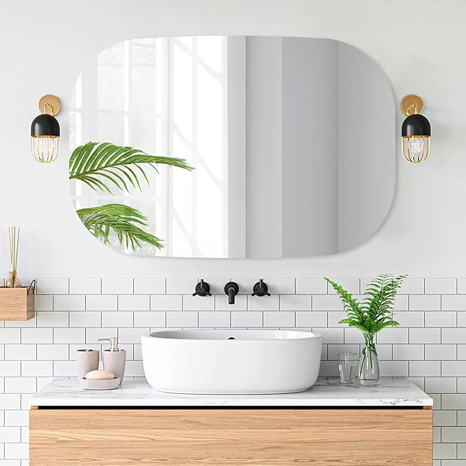 VASUHOME Frameless Bathroom Mirror, 20 x 32 Inch Wall Vanity Mirror, Large Wall Mounted Mirrors for Bathroom, Living Room, Bedroom