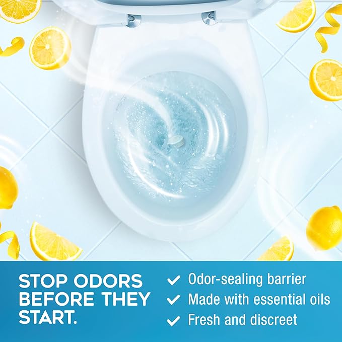 Odor Eliminating Toilet Tablets, Shark Tank Bathroom Deodorizer with Citrus Essential Oils, Individually-Wrapped Toilet Deodorizer, Single-Use Bathroom Odor Eliminator, 30 Tablets