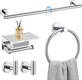 5-Piece Towel Bar Set Polish Chrome Bathroom Hardware Accessories Set Upgraded Toilet Paper Holder with Shelf Towel Holder Set for Bathroom Stainless Steel Wall Mounted