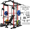 Mikolo Power Cage, Power Rack with Cable Crossover System, 1500LBS Squat Rack with LAT Pull Down System, Workout Cage with Pulley System for Fitness Home Gym