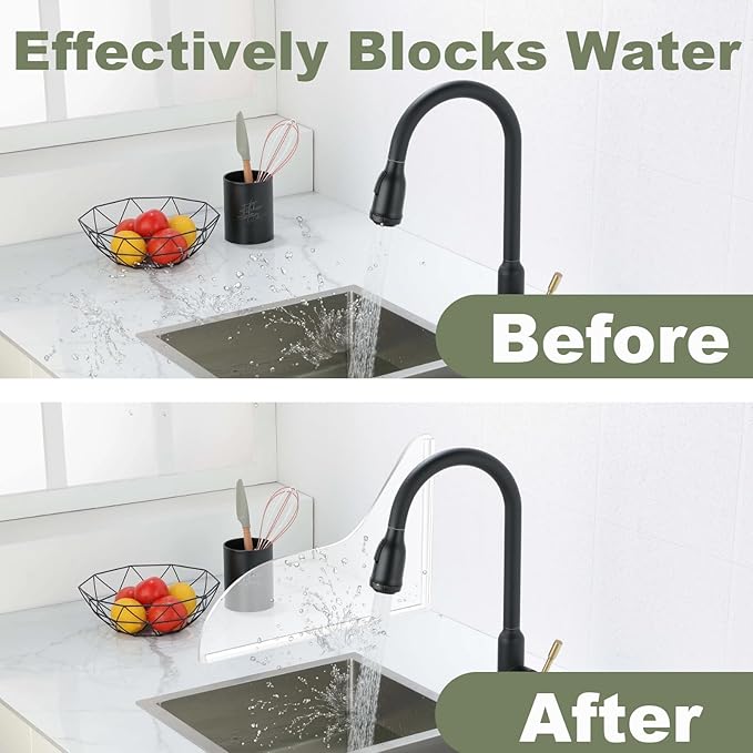 TheBlackSpot Shower Splash Guard for Bathtub, Bathroom Shower Corner Water Guards to Keep Water in for Bath Tub, Waterproof Self-Adhesive Upgrade 9.25 x 11.25 inches - 2 Pack