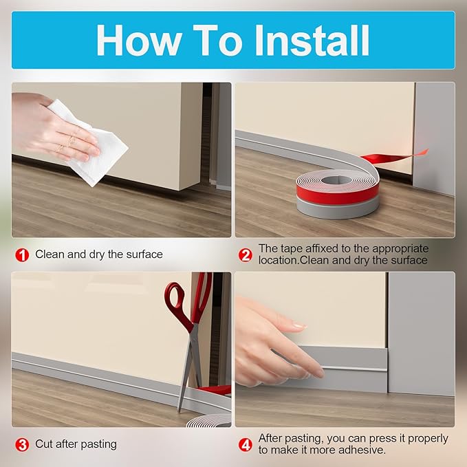 Heavy-Duty 3Inch (W) x 20FT(L) Door Weather Stripping, Extra Thick 2mm Door Draft Stopper Silicone Seal Strip, Draft Seal Tape for Doors Windows and Shower Glass Gap