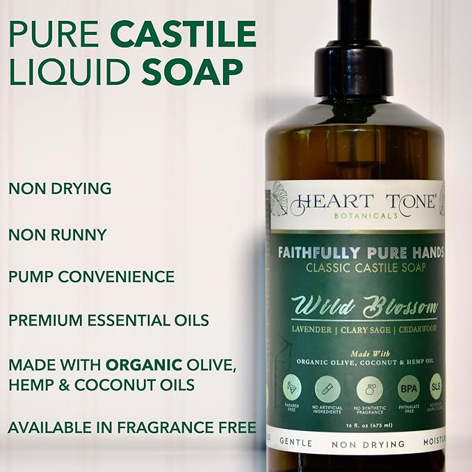 Liquid Castile Soap | Organic Olive and Coconut Oils | Non Drying Formula For All Skin Types | Naturally Fragranced Essential Oils (Tea Tree)